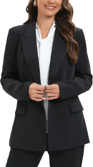 TRNY Women's Oversized Double-Breasted Suit Blazer Jacket Long Sleeve Casual Boyfriend Style Work Office Blazer with Pockets