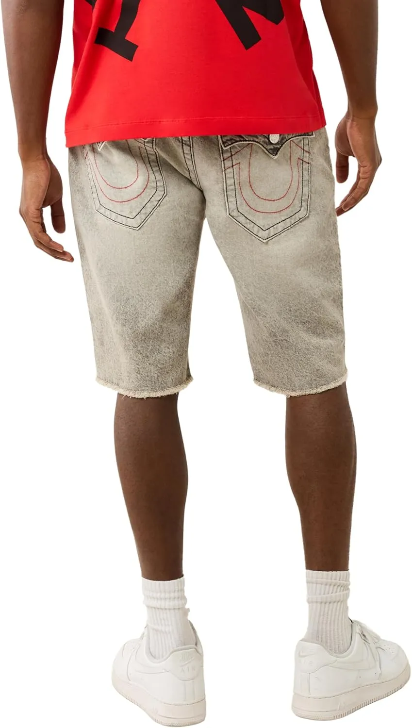 True Religion Men's Ricky SN Flap Short Fray Hem | Denim Shorts with Flap Pockets and Distressed Hem