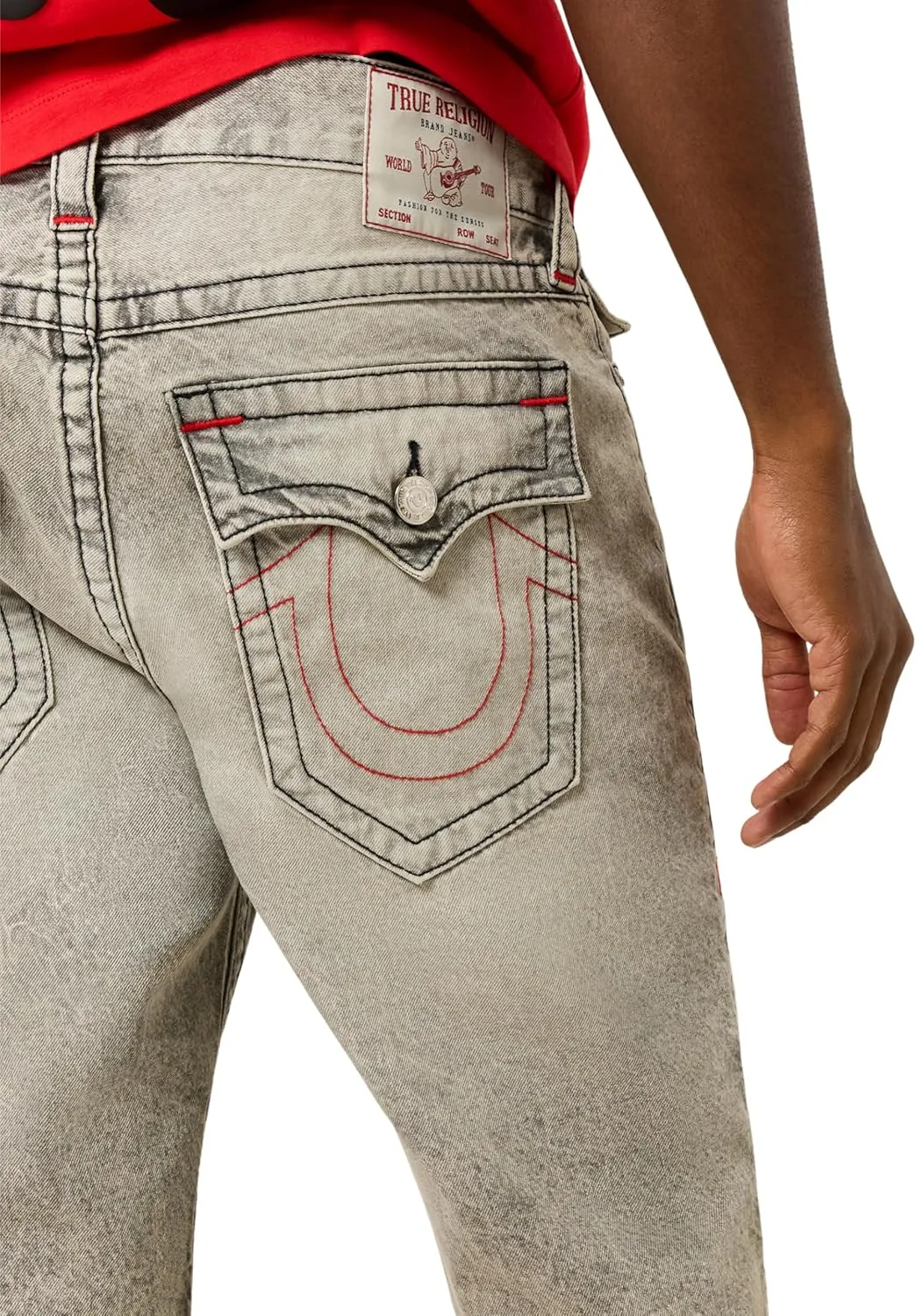 True Religion Men's Ricky SN Flap Short Fray Hem | Denim Shorts with Flap Pockets and Distressed Hem