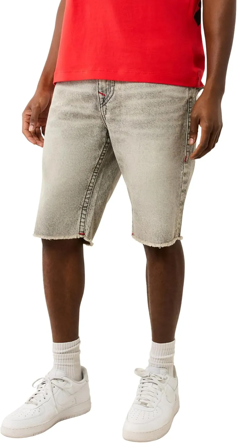 True Religion Men's Ricky SN Flap Short Fray Hem | Denim Shorts with Flap Pockets and Distressed Hem