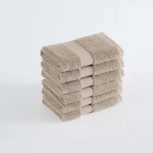 Turkish Cotton Towels Khaki Cotton 6-Piece 6 Pack Wash Cloth, Solid Color Themed, for Men and Women, Oeko-TEX Certified Confidence