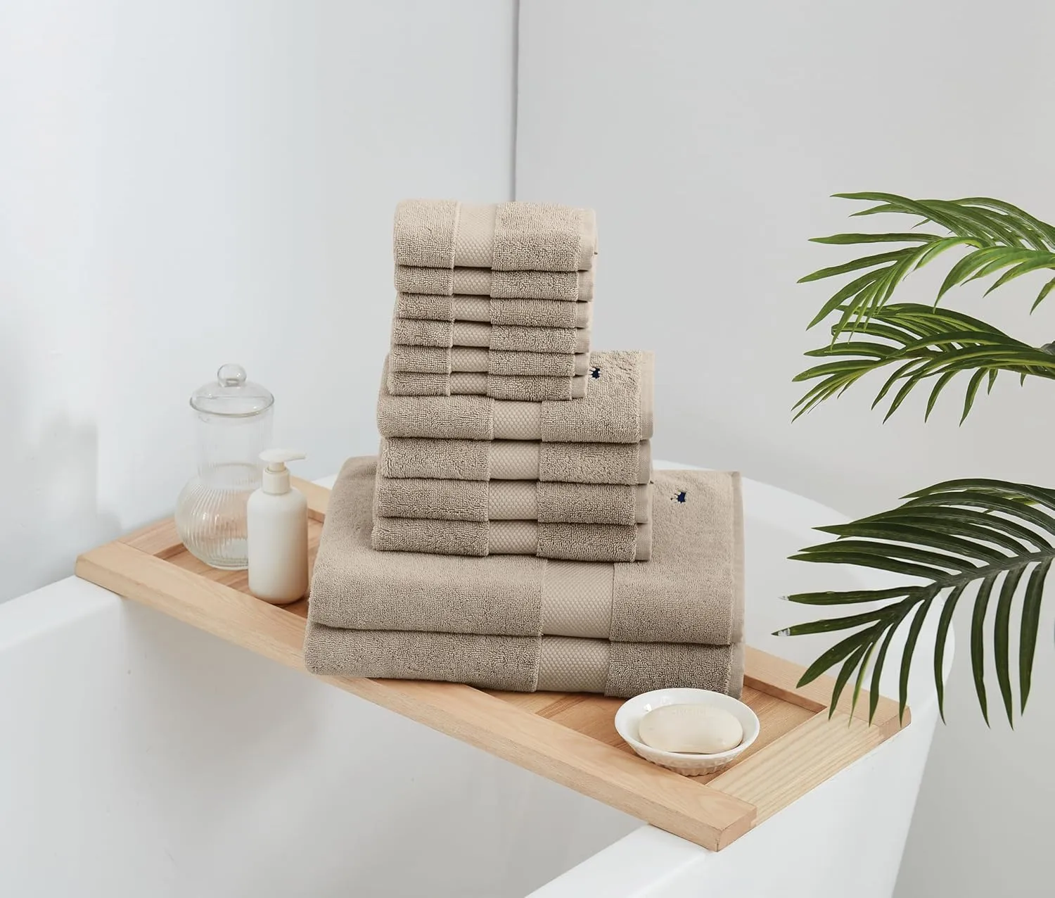 Turkish Cotton Towels Khaki Cotton 6-Piece 6 Pack Wash Cloth, Solid Color Themed, for Men and Women, Oeko-TEX Certified Confidence
