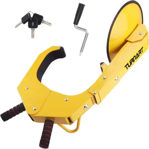 TURNART Wheel Lock, Anti Theft not only for Wheels but Also for Rims, Adjustable, Universal, 3 Keys, 1 Crank, Yellow