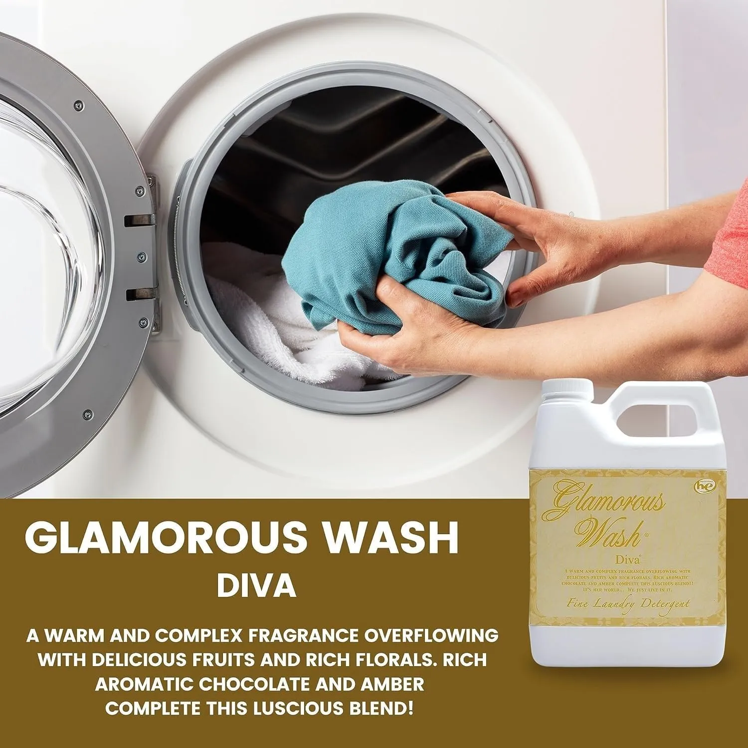 Tyler Candle il Company, Diva Glam Wash Laundry Detergent, 128 Fl oz (Pack of 1) /w Dryer Sachet Single Pouch xl