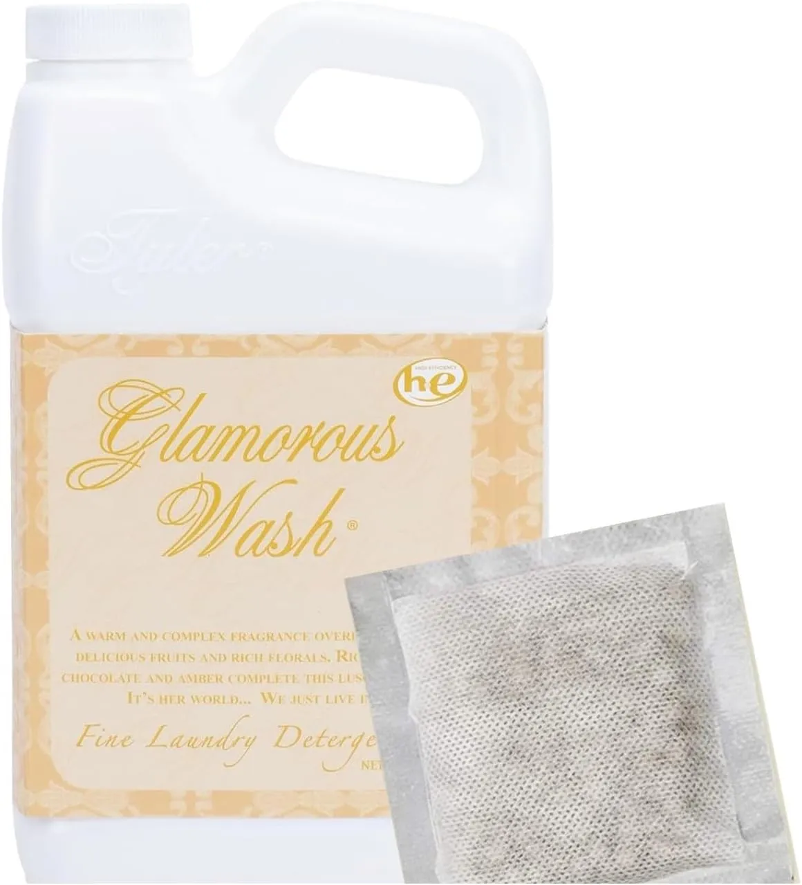 Tyler Candle il Company, Diva Glam Wash Laundry Detergent, 128 Fl oz (Pack of 1) /w Dryer Sachet Single Pouch xl