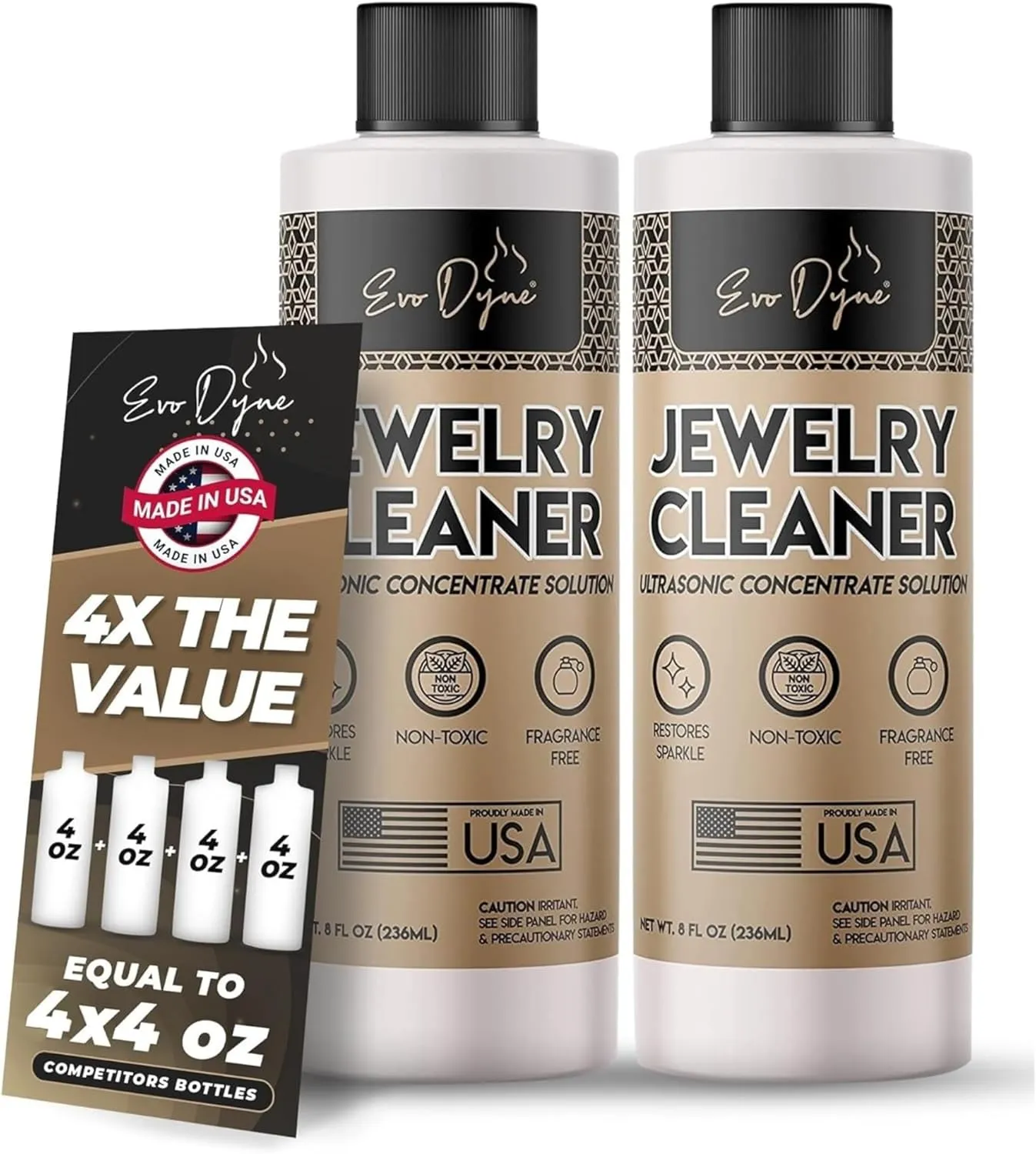 Ultrasonic Jewelry Cleaner Solution (16oz) Concentrated Jewelry Cleaner for Diamonds, Gold, Silver & More | Compatible with Ultrasonic Machine (s) - Made in USA