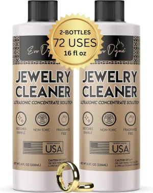 Ultrasonic Jewelry Cleaner Solution (16oz) Concentrated Jewelry Cleaner for Diamonds, Gold, Silver & More | Compatible with Ultrasonic Machine (s) - Made in USA