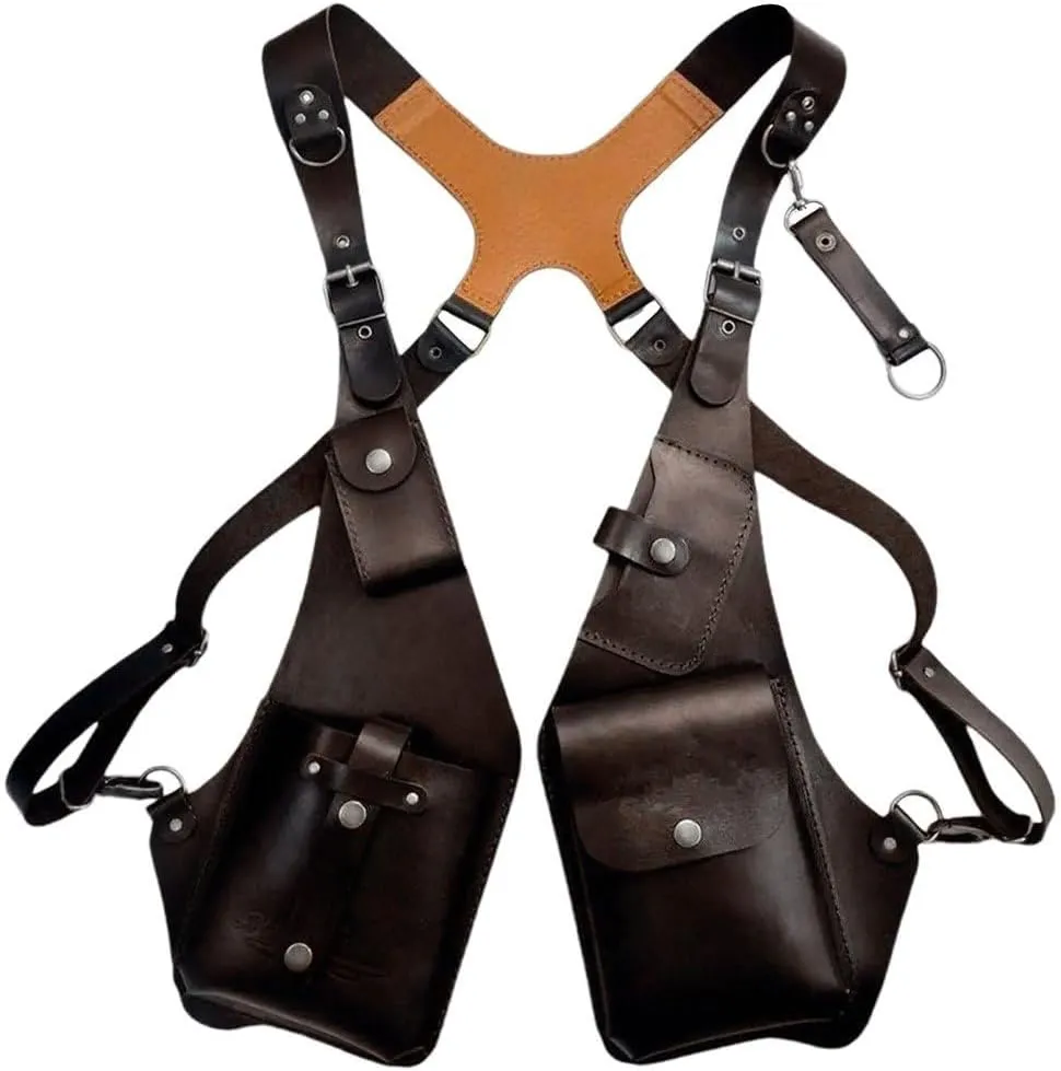 Underarm Shoulder Bag Anti-Theft Shoulder Harness Bag Retro Leather Strap Bag Leisure Double Shoulder Wallet