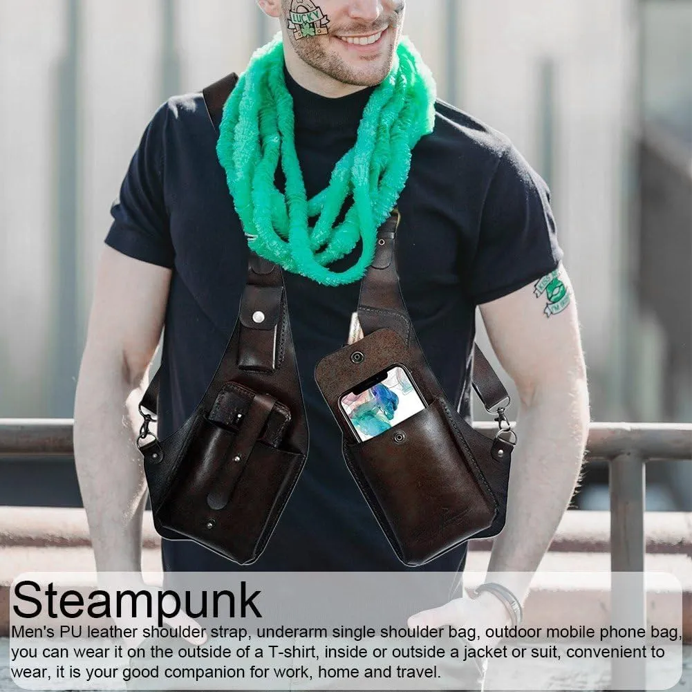 Underarm Shoulder Bag Anti-Theft Shoulder Harness Bag Retro Leather Strap Bag Leisure Double Shoulder Wallet