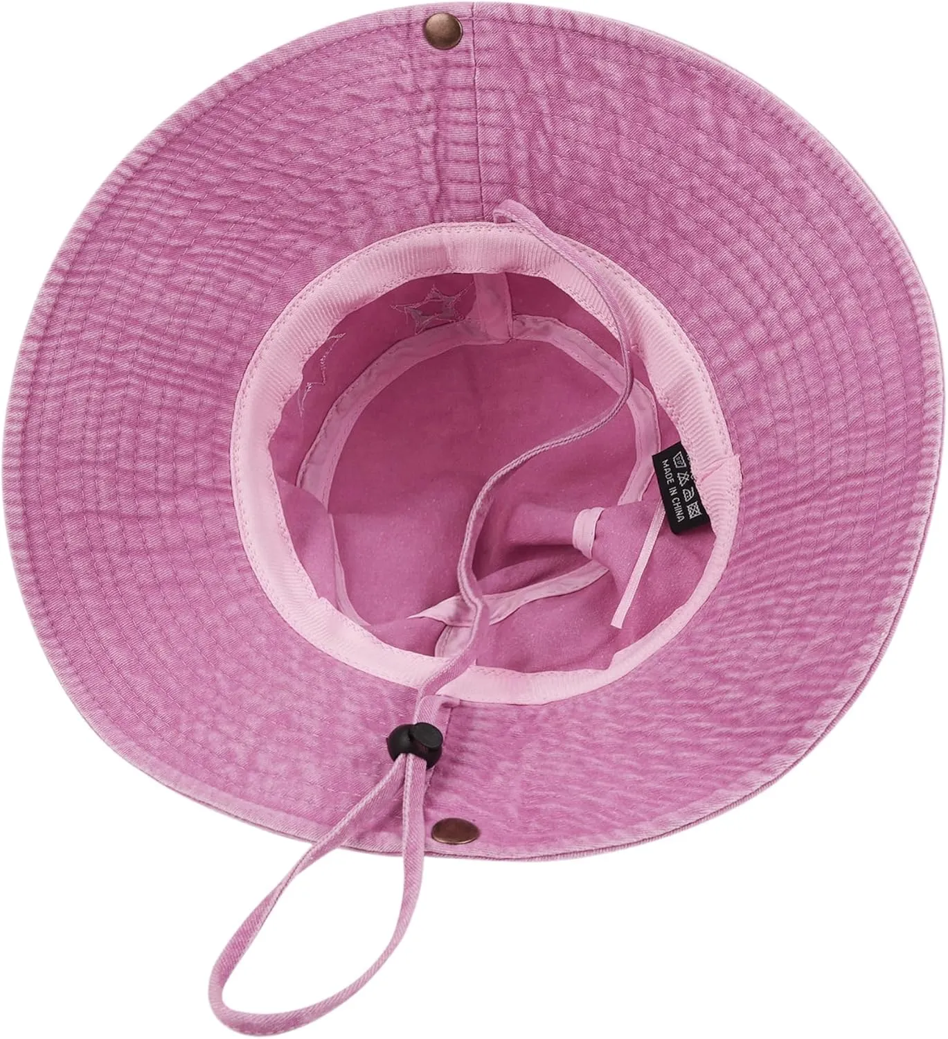 Unisex Cotton Boonie Hat Summer Outdoor Packable Stars Fishing Bucket Hat Beach Sun Hat with String for Women Men