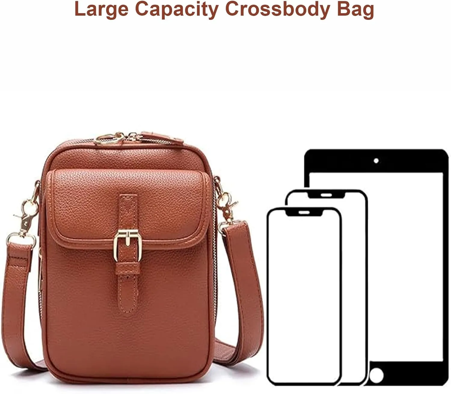Urvashi Crossbody Leather Bag for women, Forcipower Crossbody Leather Bag, Anti-Theft Vintage Built in Wallet