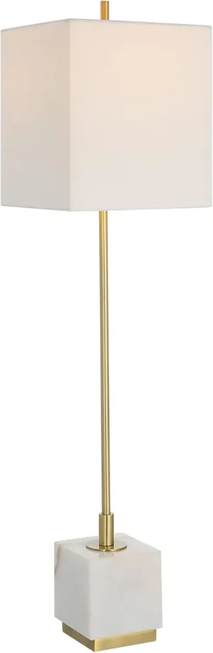 Uttermost Escort - 1 Light Buffet Lamp-37 Inches Tall and 9 Inches Wide-Brushed Brass/White Finish