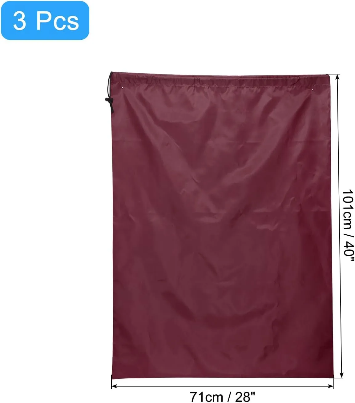 uxcell 3pcs Laundry Bag With Drawstring Closure 28" x 40" Extra Large Heavy Duty Clothes Bag for College Dorm Camp Travel Trip Storage, Burgundy