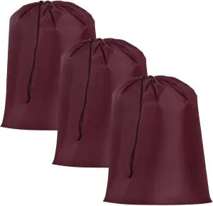 uxcell 3pcs Laundry Bag With Drawstring Closure 28" x 40" Extra Large Heavy Duty Clothes Bag for College Dorm Camp Travel Trip Storage, Burgundy