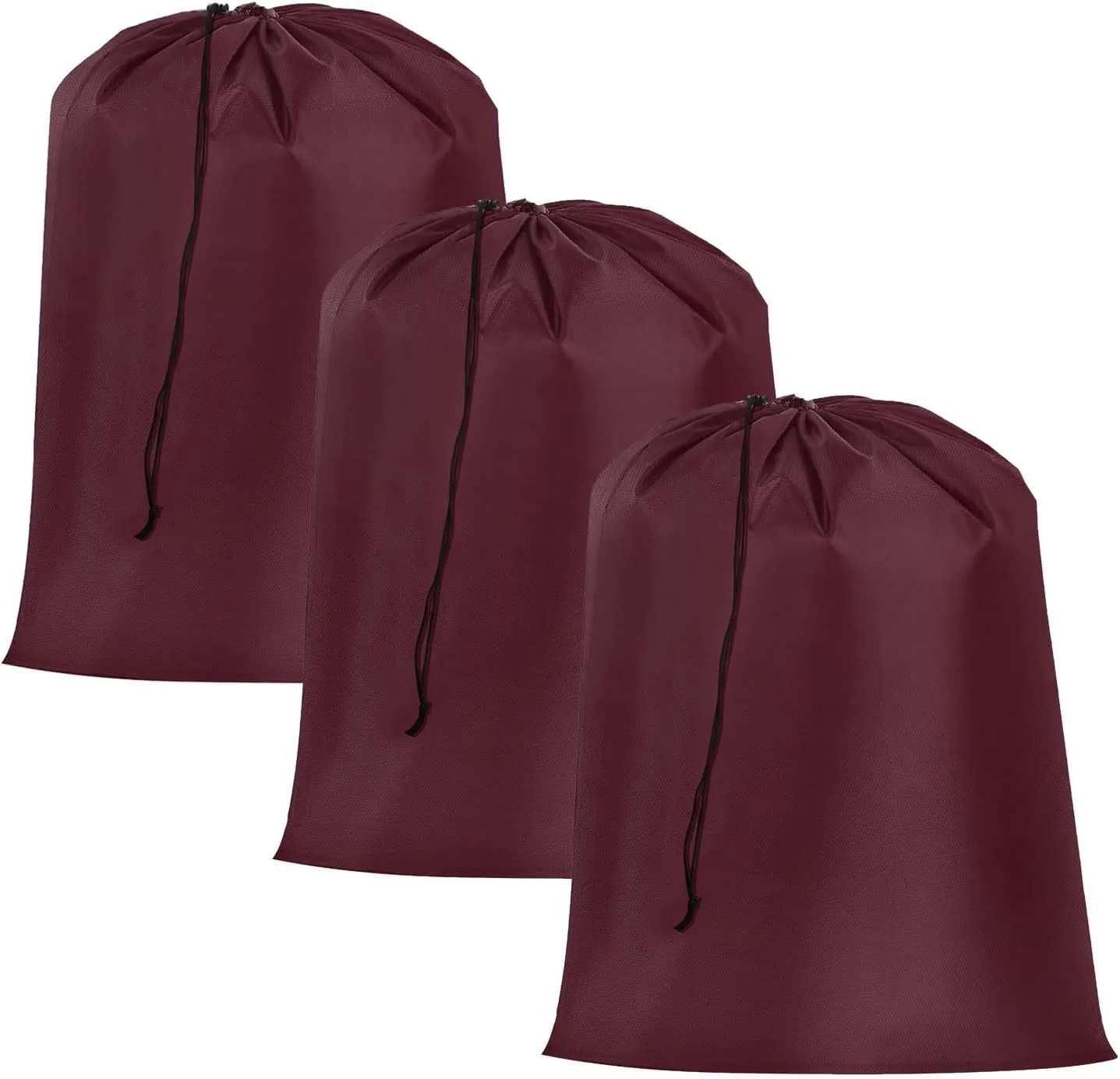 uxcell 3pcs Laundry Bag With Drawstring Closure 28" x 40" Extra Large Heavy Duty Clothes Bag for College Dorm Camp Travel Trip Storage, Burgundy