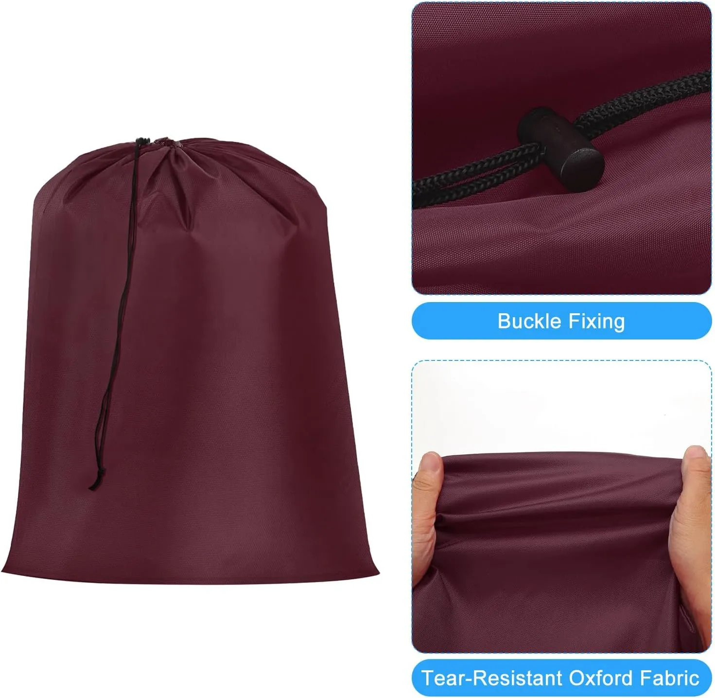 uxcell 3pcs Laundry Bag With Drawstring Closure 28" x 40" Extra Large Heavy Duty Clothes Bag for College Dorm Camp Travel Trip Storage, Burgundy