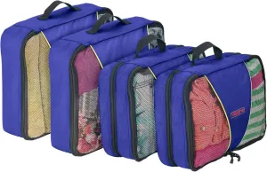 Valyne Mesh Nylon 6-pcs Packing Cubes Set, Travel Accessories Luggage Organizer Bags with Laundry/Shoe Bag (Medium Packs Double Compartment) (Dark Blue)