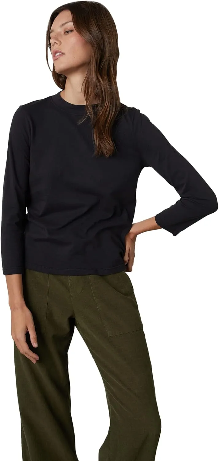 Velvet by Graham & Spencer Women's Quinny Sueded Jersey Crewneck Tee