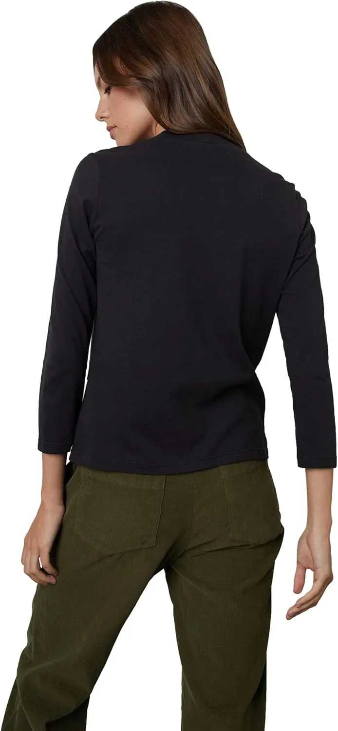 Velvet by Graham & Spencer Women's Quinny Sueded Jersey Crewneck Tee