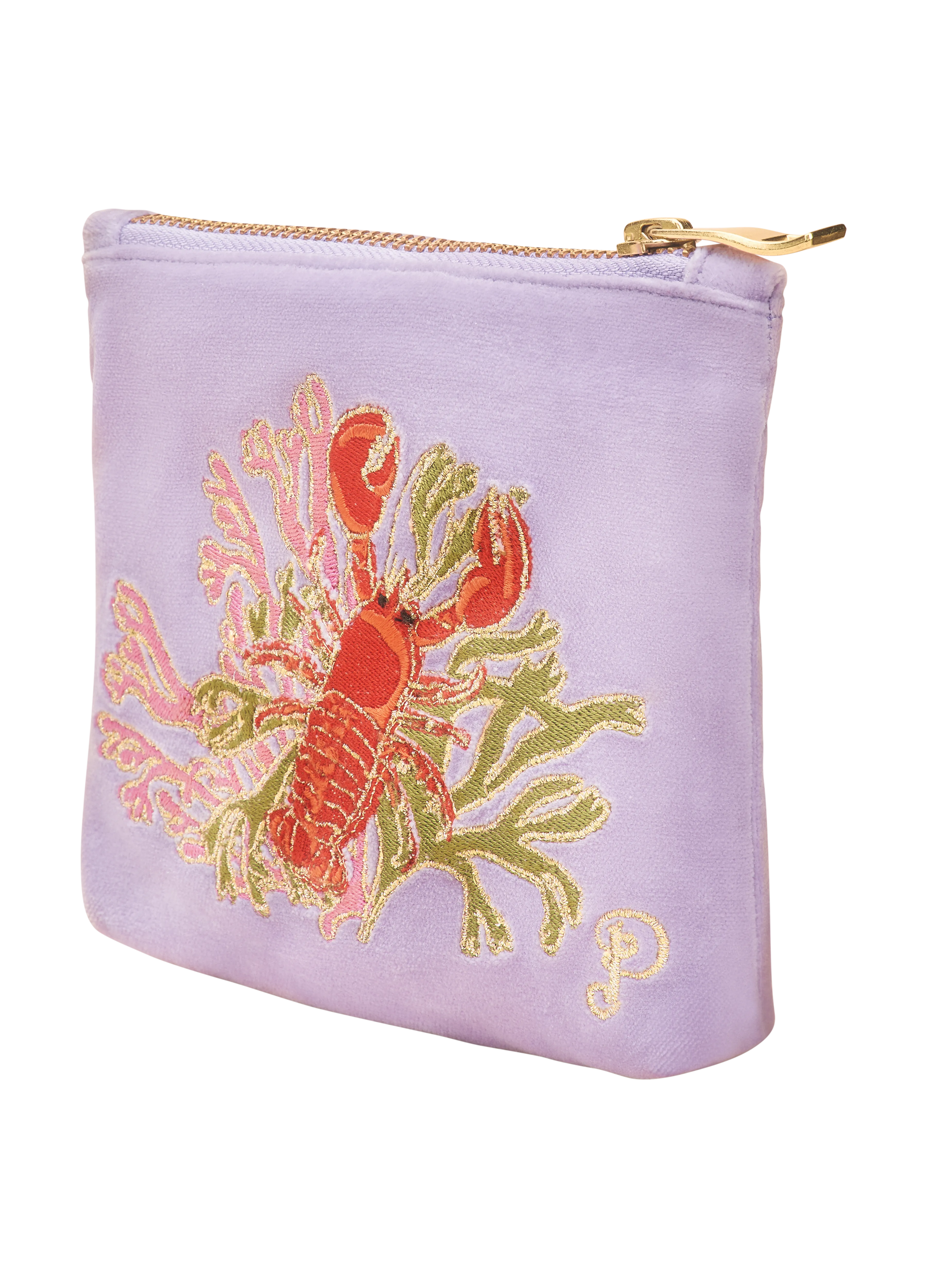 Velvet Embroidered Mini Pouch