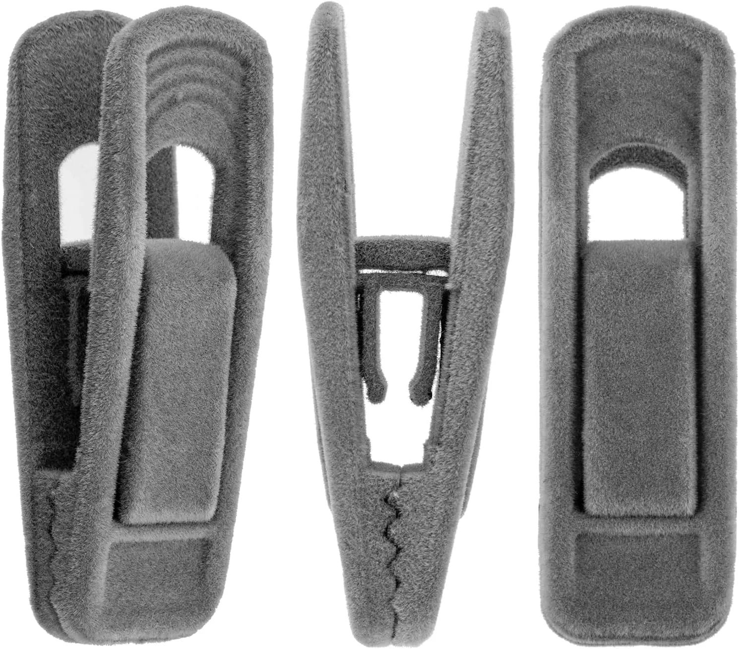 Velvet Hangers Clips 60 Pack, Grey Pants Hangers Velvet Clips, Strong Finger Clips Perfect for Thin Velvet Hangers (Grey)