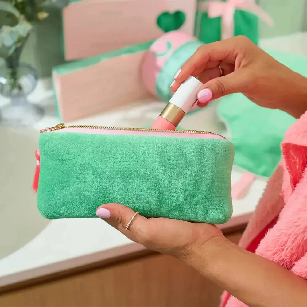Velvet Makeup Pouch - Meadow Green
