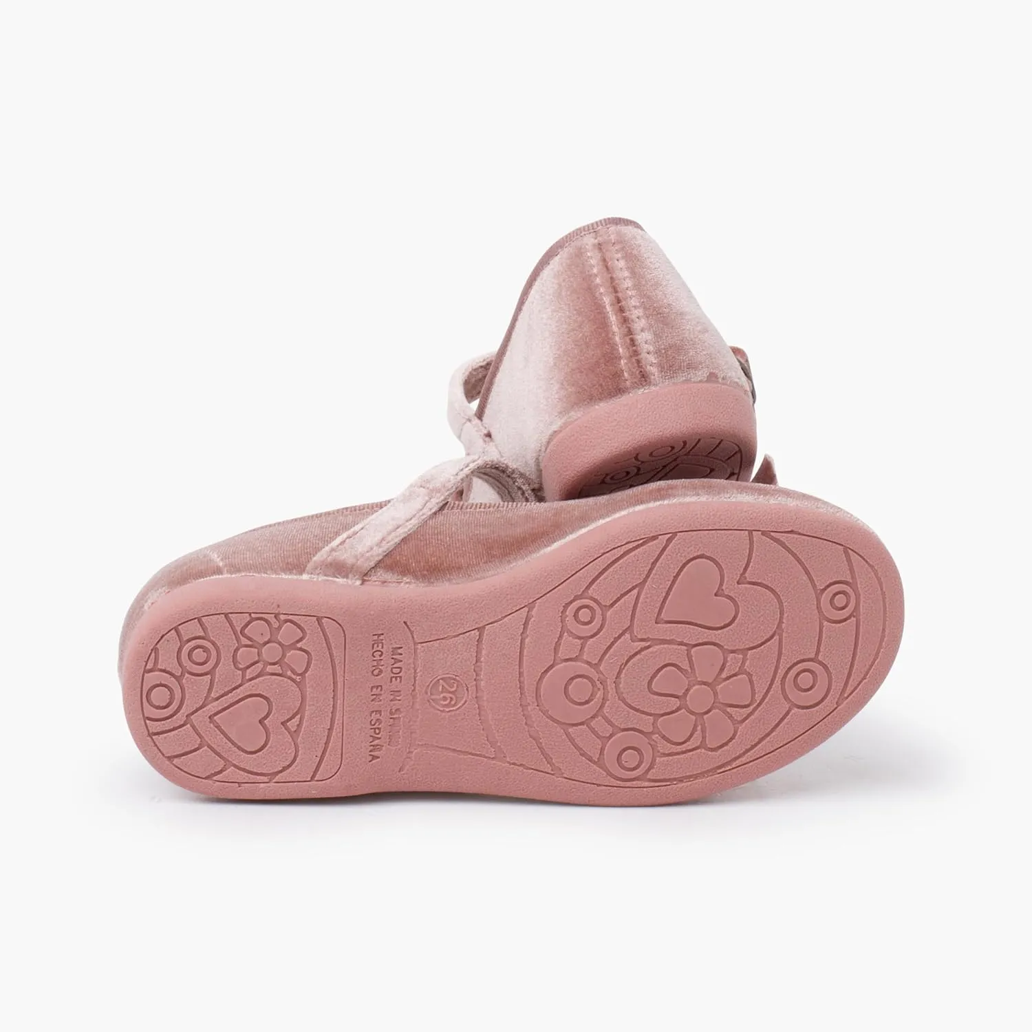 Velvet Mary Janes Girls with Bow