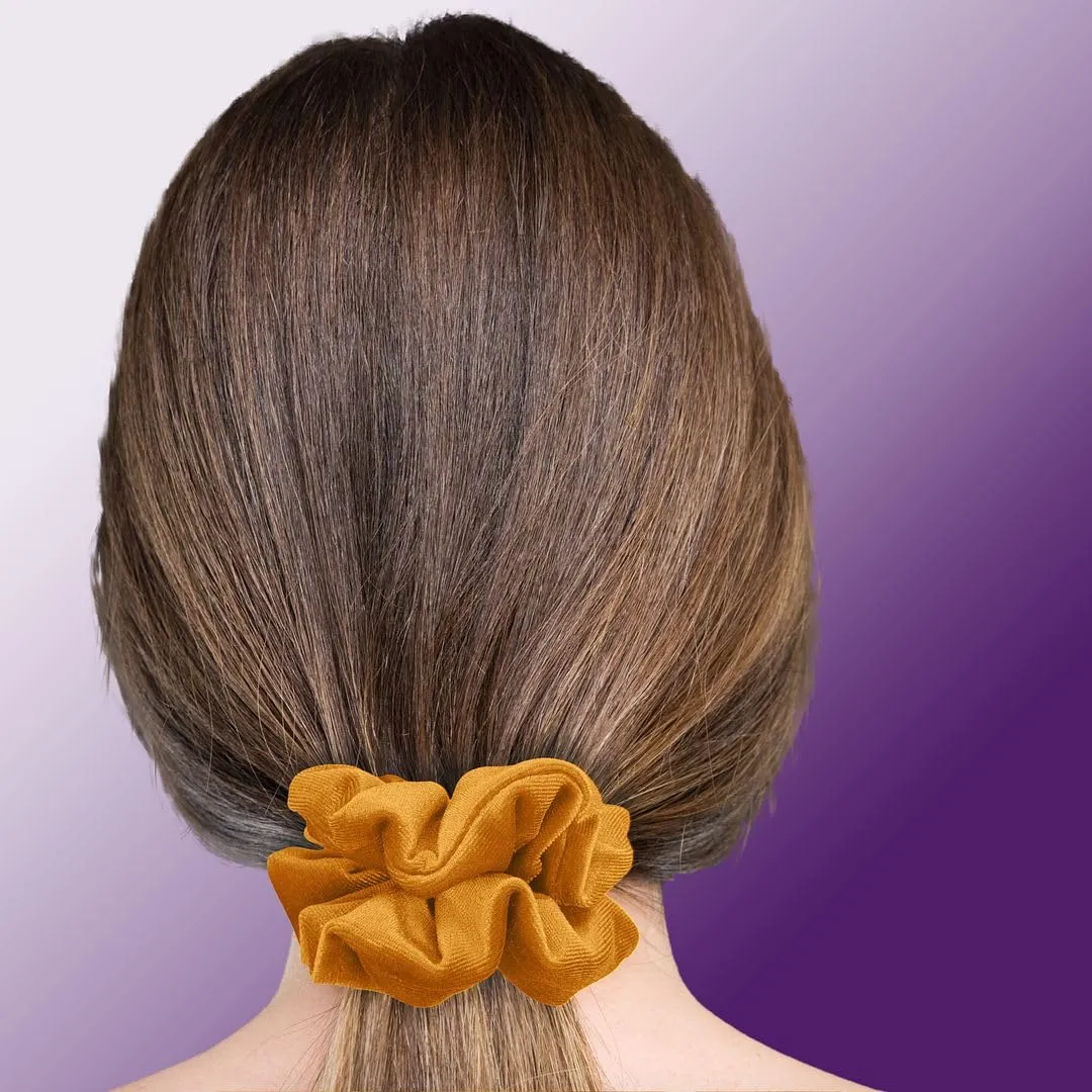 Velvet Scrunchies 3-Pack Gift Set Premium Plush Ponytail Holder Made in the USA Bronze Mustard Burnt Orange