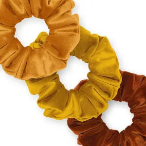 Velvet Scrunchies 3-Pack Gift Set Premium Plush Ponytail Holder Made in the USA Bronze Mustard Burnt Orange