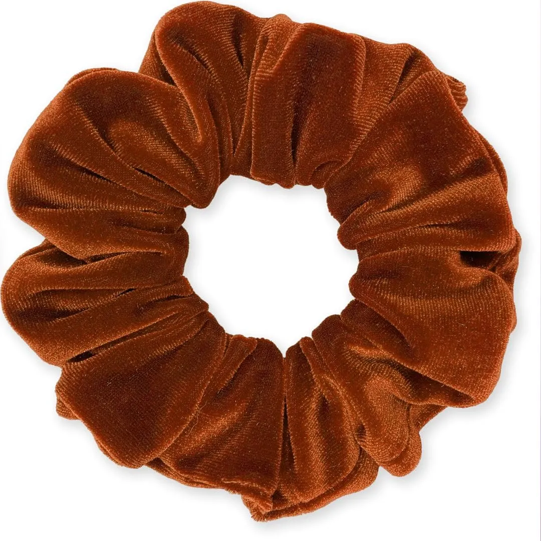 Velvet Scrunchies 3-Pack Gift Set Premium Plush Ponytail Holder Made in the USA Bronze Mustard Burnt Orange
