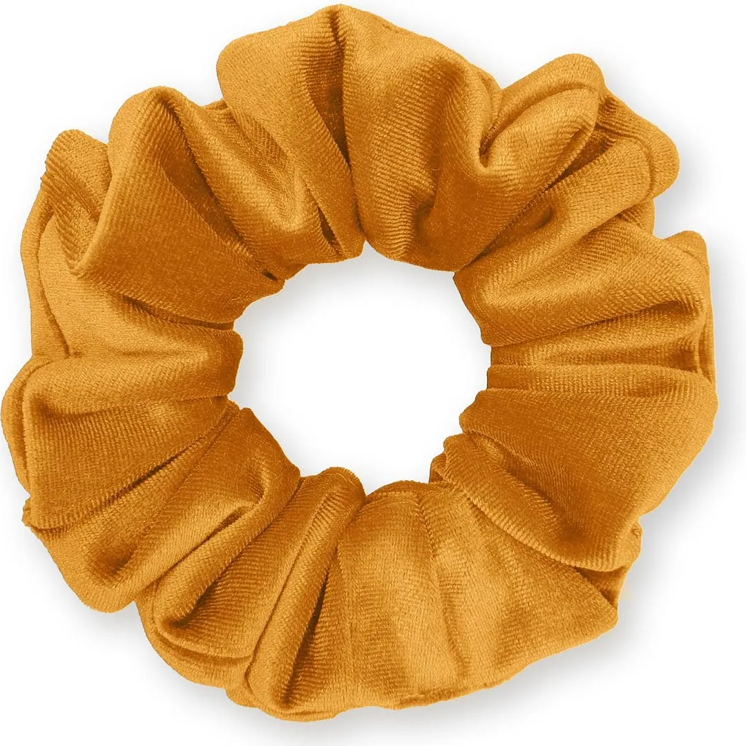 Velvet Scrunchies 3-Pack Gift Set Premium Plush Ponytail Holder Made in the USA Bronze Mustard Burnt Orange