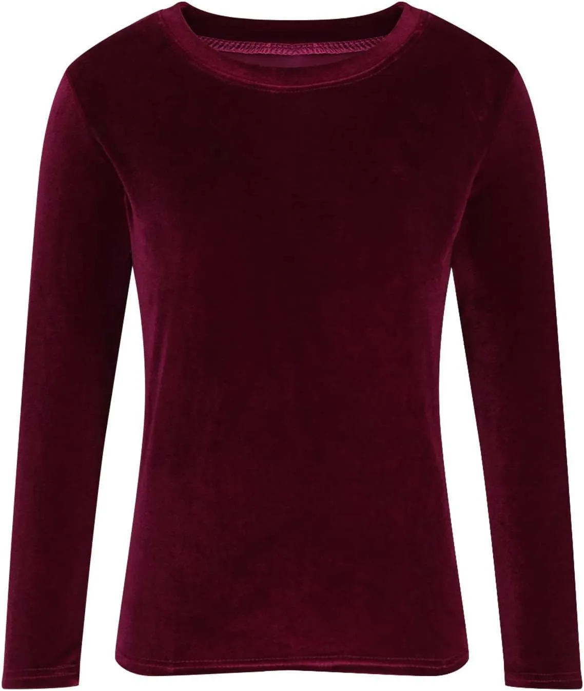 Velvet Tops for Women Long Sleeve Crewneck Soft Velvet Blouse Lightweight Casual Fashion Tshirts