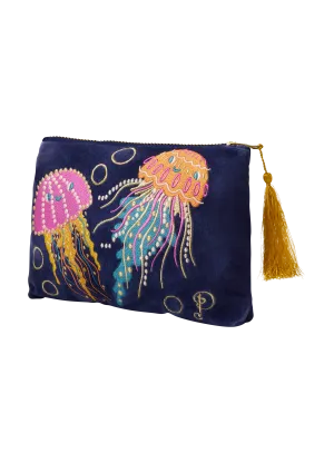 Velvet Zip Pouch - Jolly Jellies - Navy