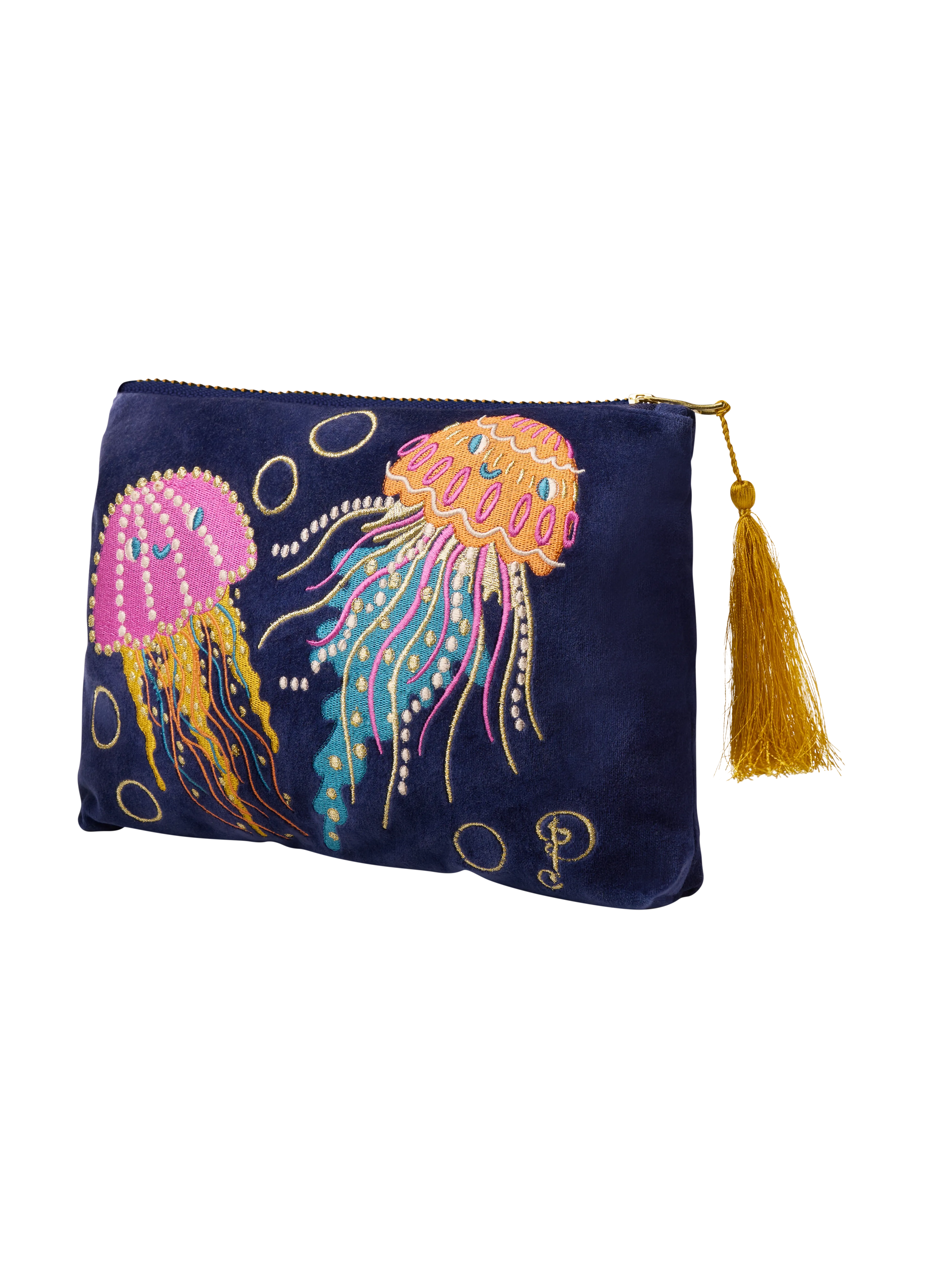 Velvet Zip Pouch - Jolly Jellies - Navy