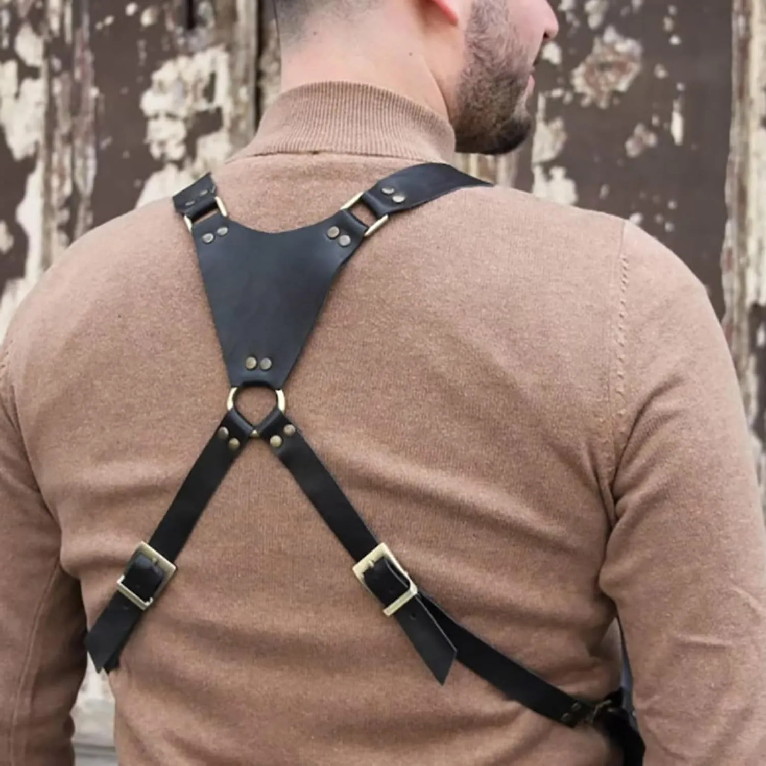 Venator Anti-Theft Harness Wallet,Men Anti Underarm Shoulder Bag,Adjustable PU Leather Strap Wallet (Dark Brown,One Size)