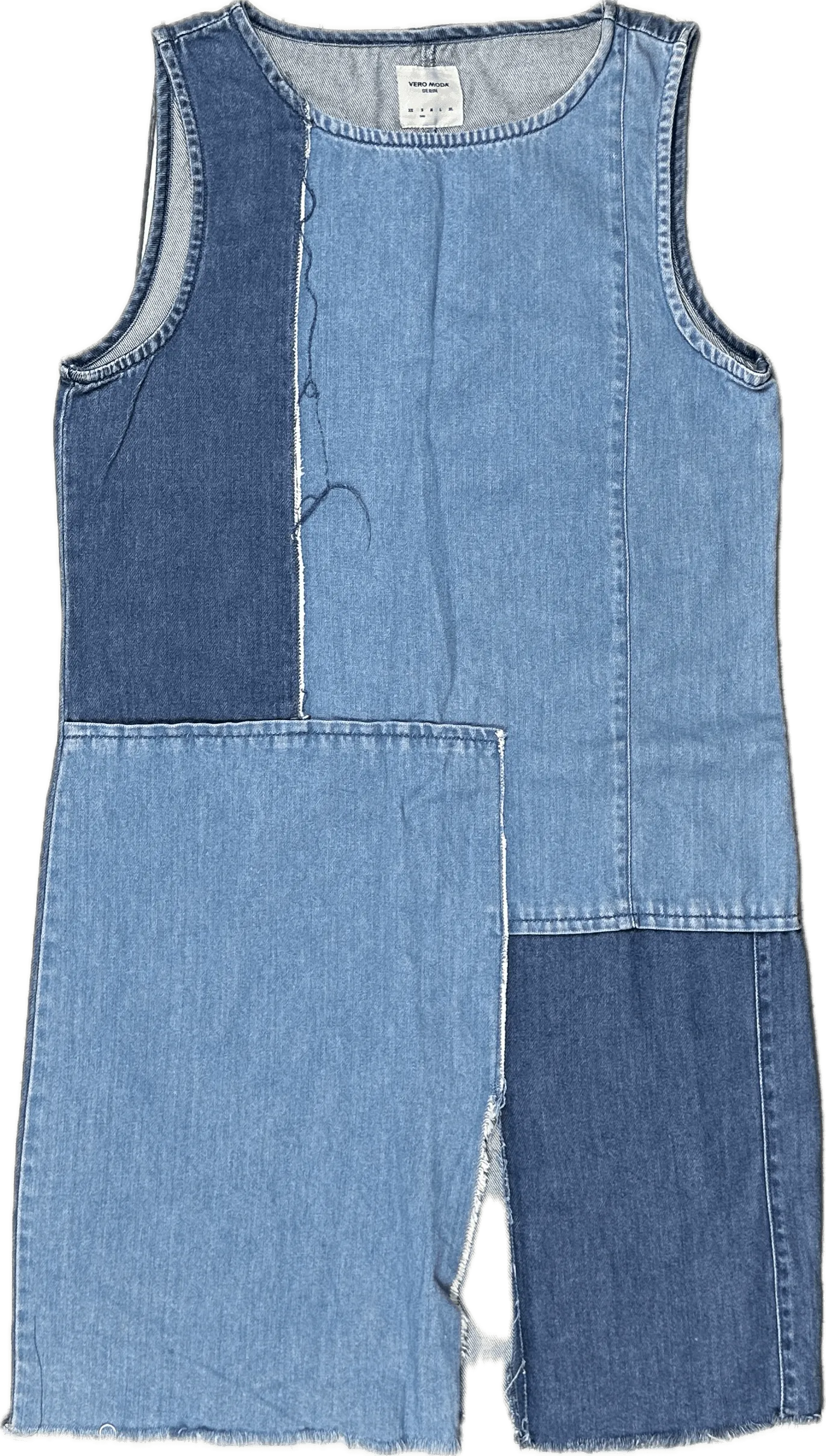 Vero Moda Denim Patchwork Mini Shift Dress Size - S