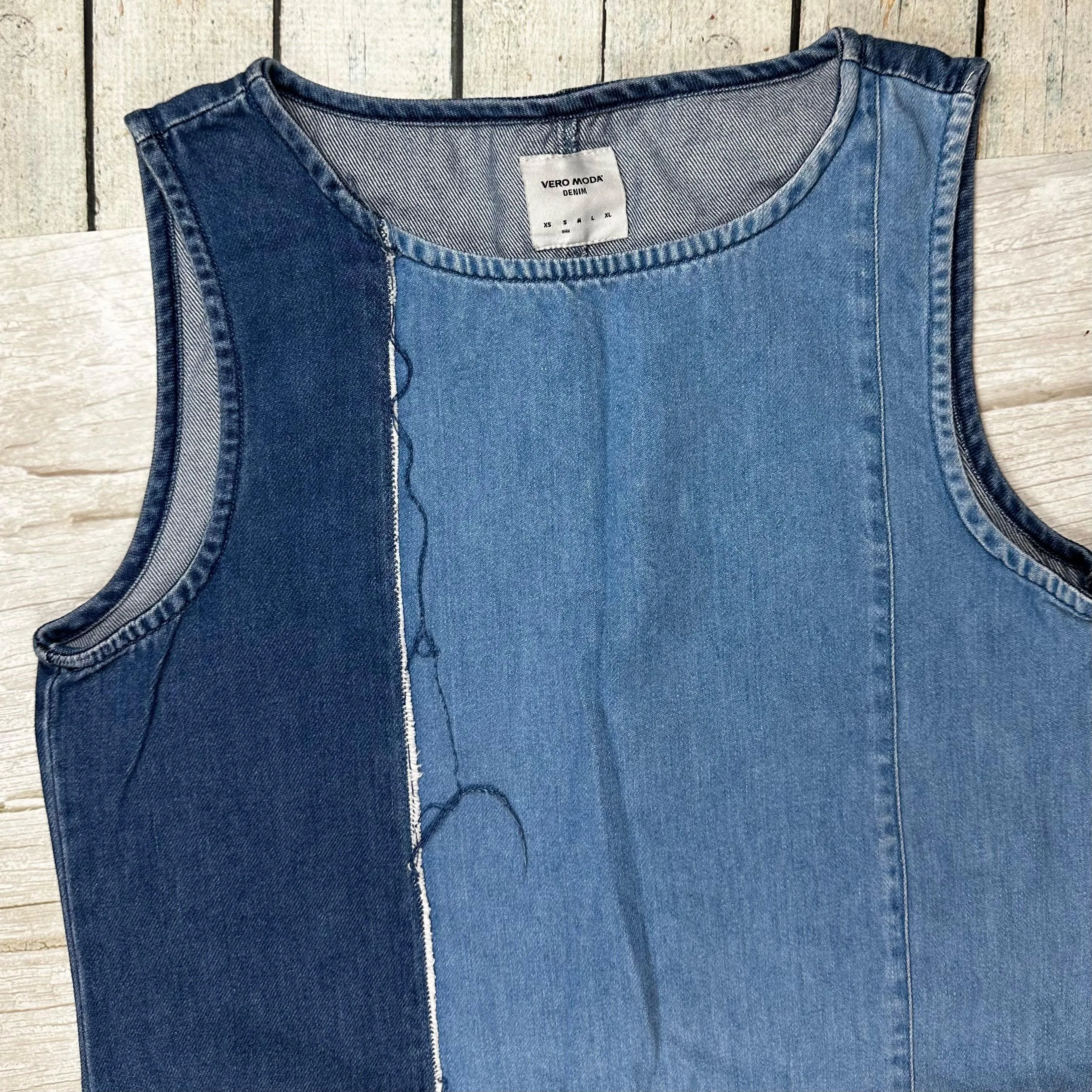 Vero Moda Denim Patchwork Mini Shift Dress Size - S