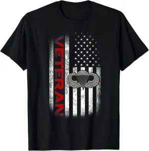Veteran Airborne Paratrooper Military Wings Distressed T-Shirt