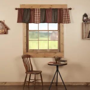 VHC Brands, Beckham, Cotton, 16x72, Patchwork Valance, Red