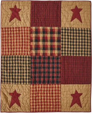 VHC Brands Connell Quilted Throw 50x60, Bedroom and Living Room Decor, Blanket, Cotton, Connell Collection, Rectangle 60x50, Burgundy