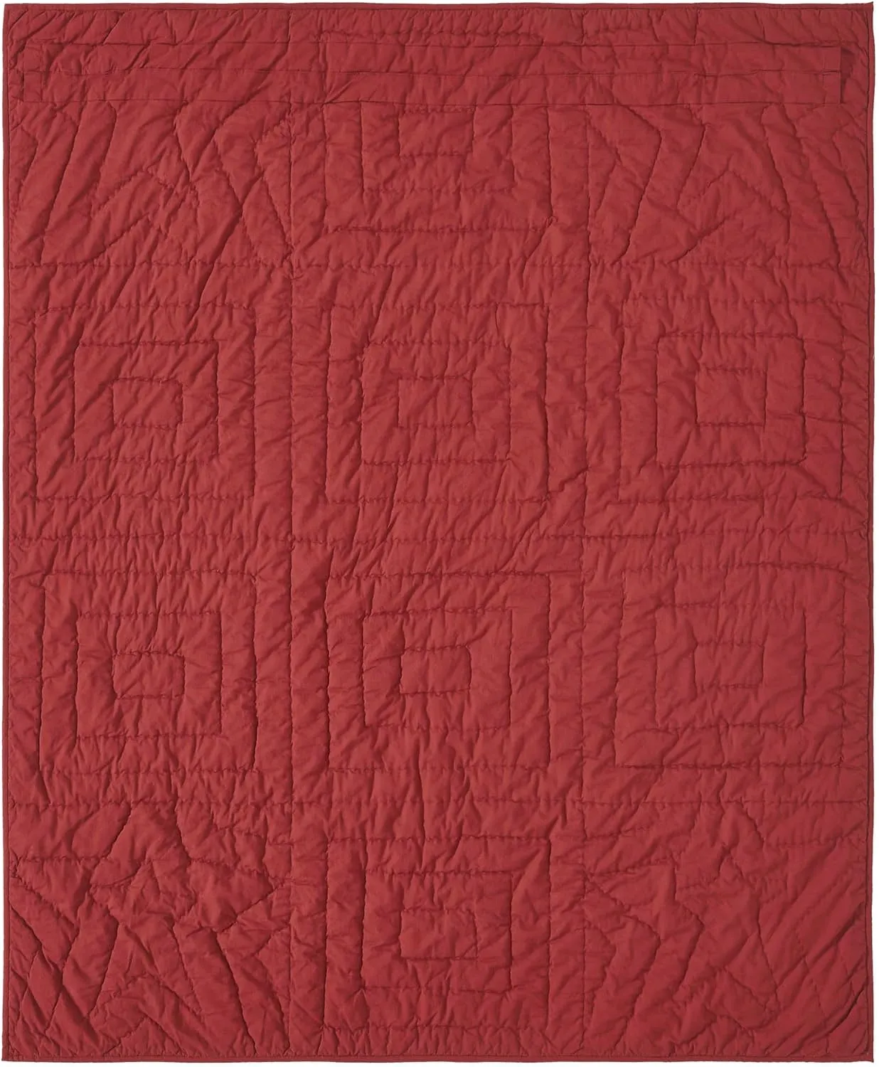 VHC Brands Connell Quilted Throw 50x60, Bedroom and Living Room Decor, Blanket, Cotton, Connell Collection, Rectangle 60x50, Burgundy