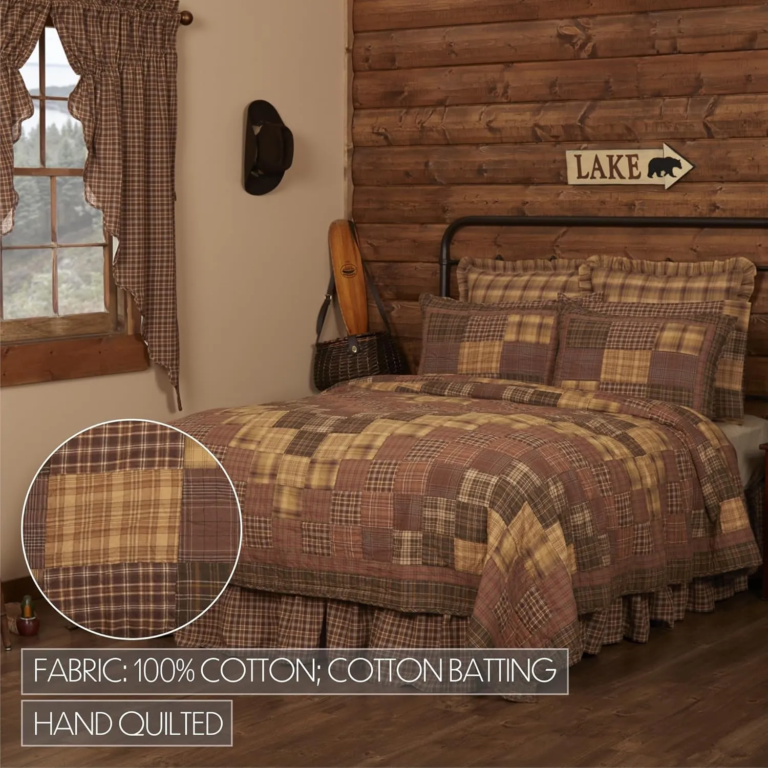 VHC Brands Prescott Patchwork Cotton Rustic Pre-Washed Luxury Bedding Accessory, Lux King Quilt 120x105