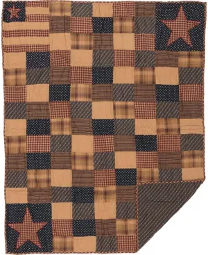 VHC Brands Primitive Deep Red Patchwork Cotton Patriotic Patch Decor Rod Pocket Pre-Washed Patchwork Rectangle Throw