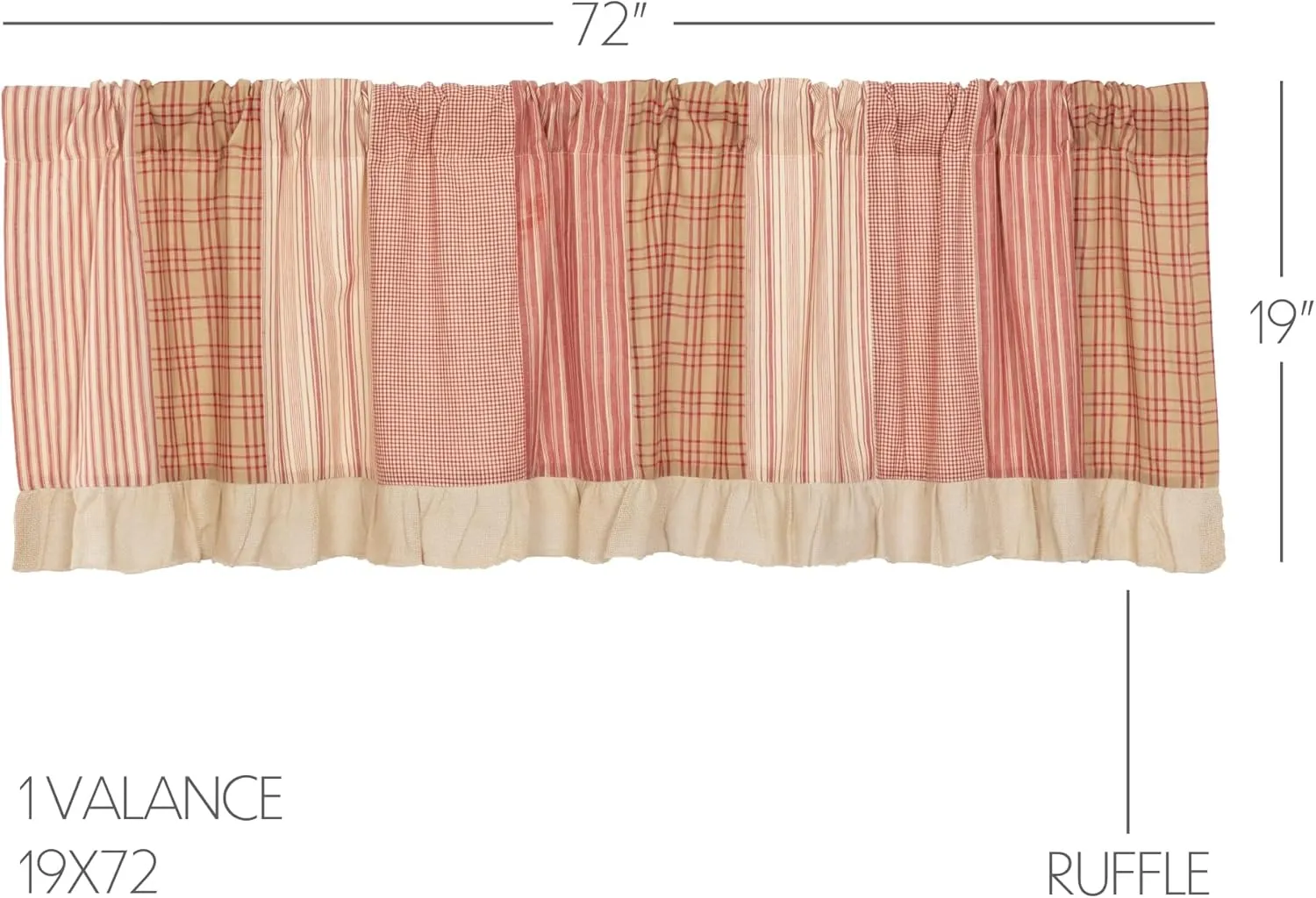 VHC Brands Sawyer Mill Farmhouse Curtains Valance with Lining for Living Room Bedroom Kitchen Window Décor Plaid Rod Pocket - Valance 19x72
