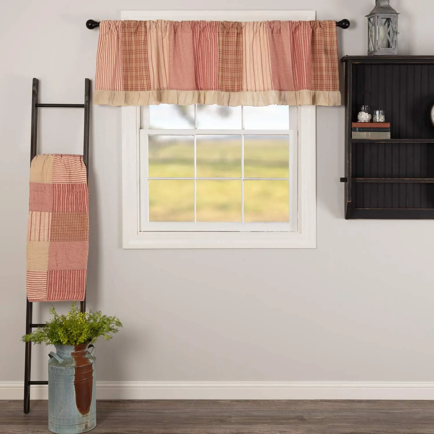 VHC Brands Sawyer Mill Farmhouse Curtains Valance with Lining for Living Room Bedroom Kitchen Window Décor Plaid Rod Pocket - Valance 19x72