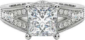 VINSON 2 Ct Princess Cut VVS1 Clarity Colorless Moissanite Diamond nfinity Accent Engagement Ring for Women