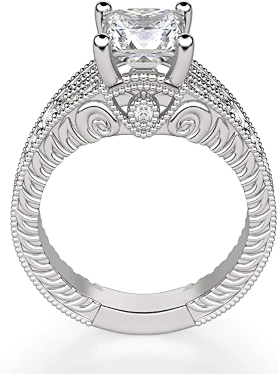 VINSON 2 Ct Princess Cut VVS1 Clarity Colorless Moissanite Diamond nfinity Accent Engagement Ring for Women