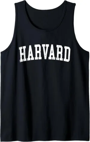 Vintage Harvard IL Distressed White Varsity Style Tank Top