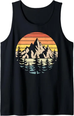 vintage retro outdoors nature pine trees distressed mountain Tank Top