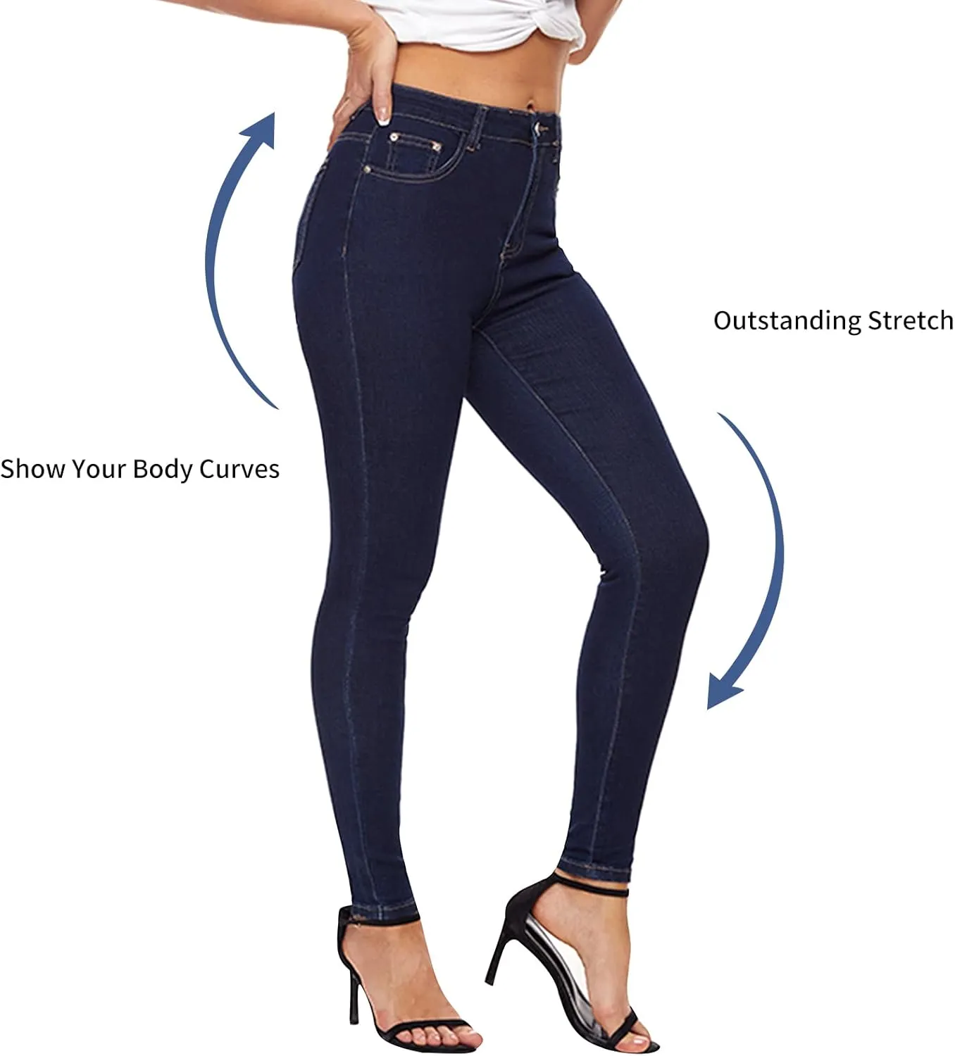 VIPONES Women Jeans High Waisted Skinny Stretchy Soft Slim Fit Distressed Comfy Classic Jeggings Denim Pants